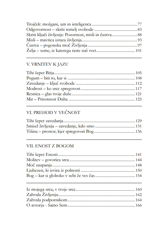 Kažipot (kazalo), druga stran: deli IV–VII in zaključek