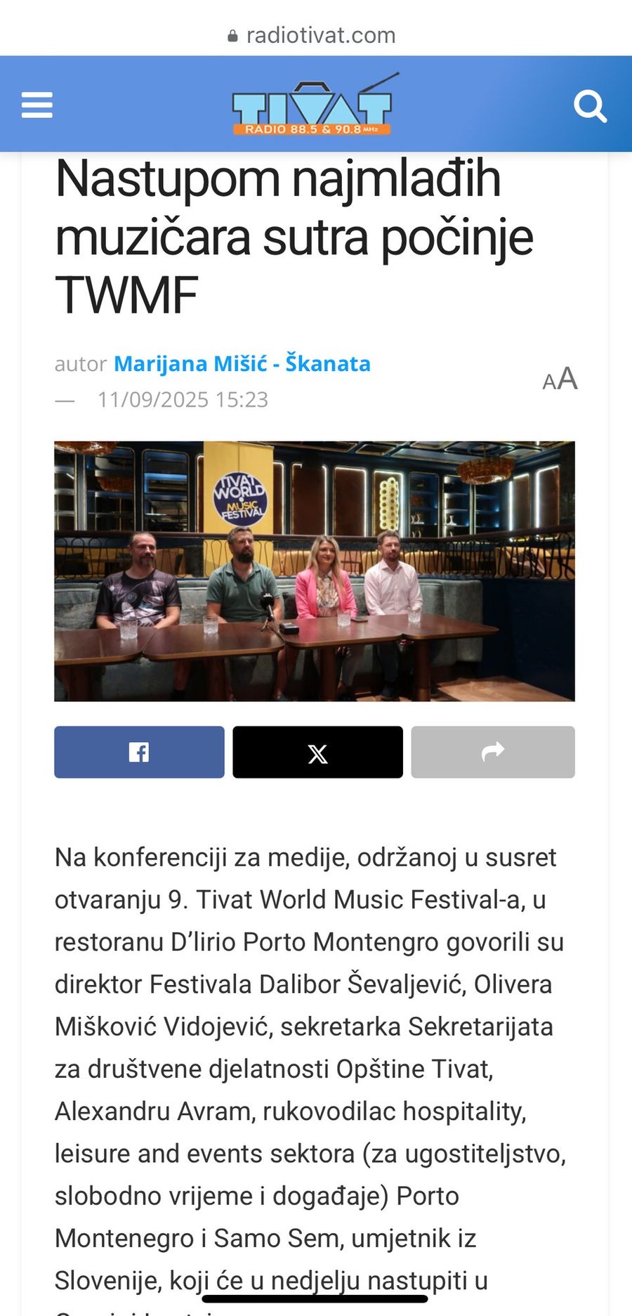 Tivat World Music Festival — v medijih